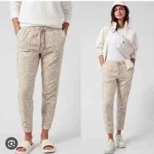 Athleta Farallon Jogger Sweatpants Size XL in Pebbles Texture Abalon Beige